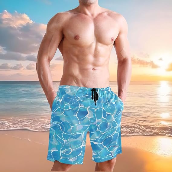 Blue Wave Ocean Men's Swim Trunks