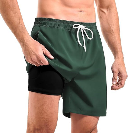 CADITEX Men's 2-in-1 Swim Trunks