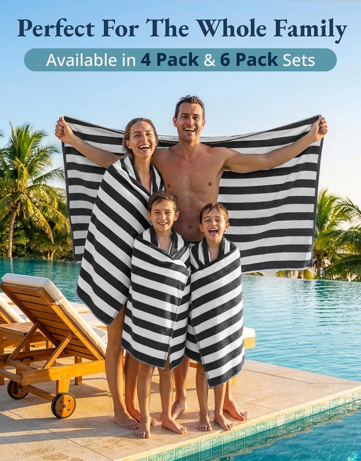 LANE LINEN Cabana Stripe Beach Towels