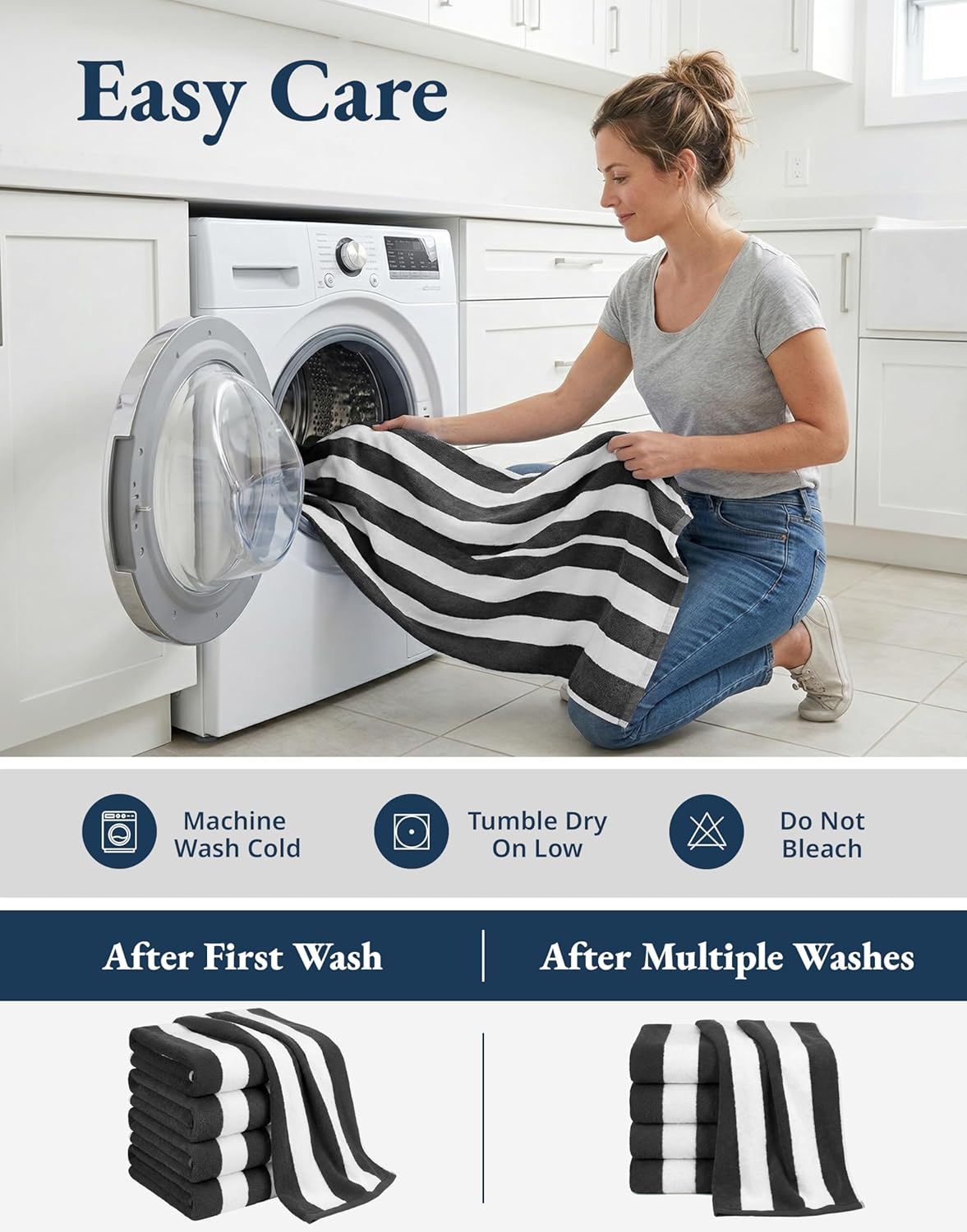 LANE LINEN Cabana Stripe Beach Towels