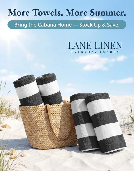 LANE LINEN Cabana Stripe Beach Towels