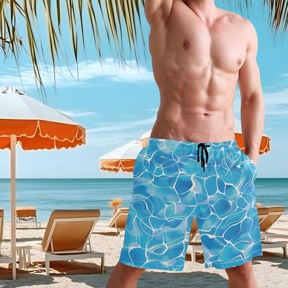Blue Wave Ocean Men's Swim Trunks