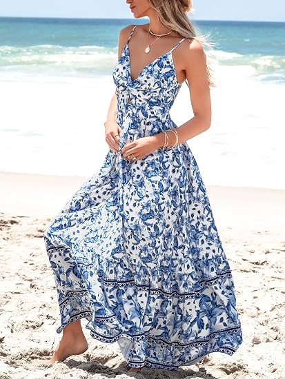 CUPSHE Women's V Neck Floral Maxi Dress