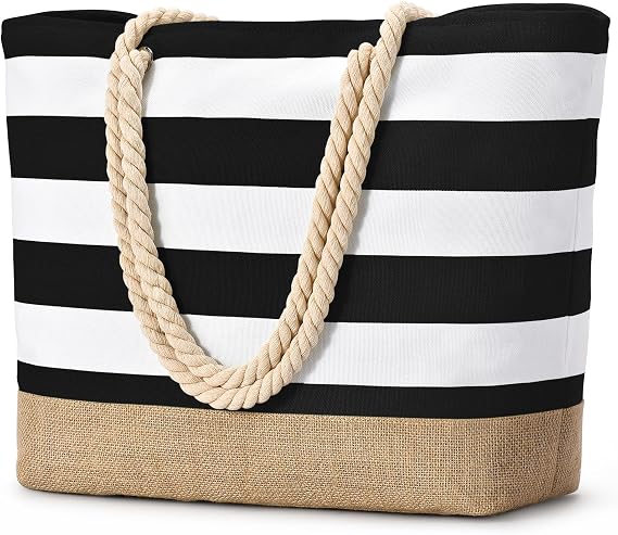 Becokan Large Canvas Beach Tote Bag