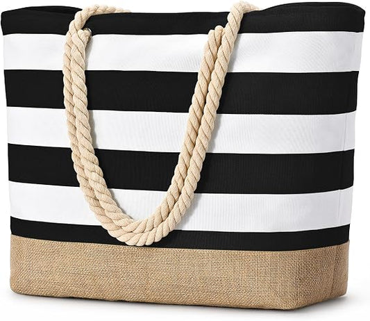 Becokan Large Canvas Beach Tote Bag