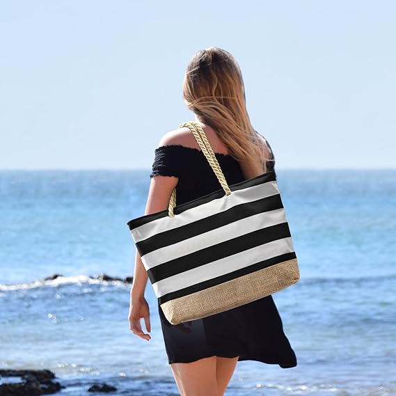 Becokan Large Canvas Beach Tote Bag
