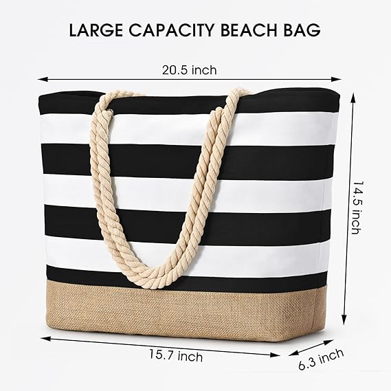 Becokan Large Canvas Beach Tote Bag